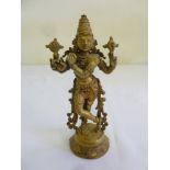 Indian brass figurine of a Goddess on raised circular base