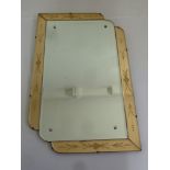 Art Deco wall mirror of rectangular form with peach glass mirror border