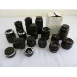 A quantity of camera lenses to include Sirius, Miranda, Pentacon and Signa (15)