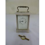 Marble and brass carriage clock of customary form to include key