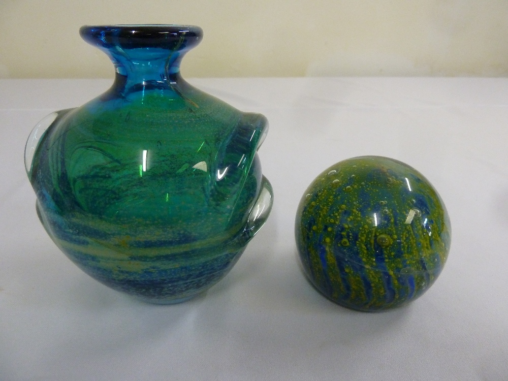 Medina glass vase and a spherical paperweight