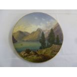 Nymphenburg circular wall plaque with hand painted image of the Konigssee Bavaria