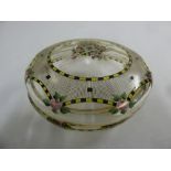 Steinshchoer dish and cover compressed circular, decorated with flowers, leaves and geometric forms