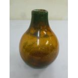 Luneville glass vase of pear shape with shaded brown glaze, signed to the base