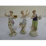 Three Continental classical figurines of ladies A/F