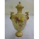 Royal Worcester blush ivory vase and cover decorated with floral clusters, marks to the base, 25.5cm