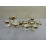 Royal Albert Old Country Roses teaset to include teapot, milk jug, sugar bowl, six cups and