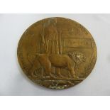 WWI brass death plaque named for Harry Barber