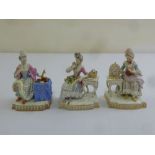 Meissen a set of three figurines of the senses - sight, smell, feel, marks to the base