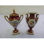 Atelier le Tallec covered vase with two side handles on square bases and another classical style