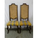 A pair of mahogany high back occasional chairs with bergere backs and upholstered seats