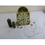J. A. Taylor clock dial and movement to include two weights, pendulum and key
