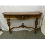 A French style rectangular consol table carved with masks, scrolls, flowers, A/F