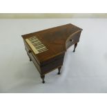 An early 19th century ladies sewing box in the form of a grand piano, the hinged cover revealing