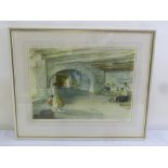 Russell Flint framed and glazed lithographic print of woman in the wash house, signed bottom