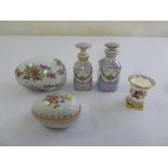 A quantity of porcelain to include Limoges perfume bottles, a Halcyon Days vase and two German