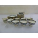 Crown Staffordshire Florentine style part tea service to include side plates, and tea cups (32)