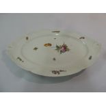 Nymphenburg late 19th century meat plate with hand painted flowers and leaves, marks to the base