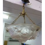 An Art Deco Lalique style frosted glass ceiling light