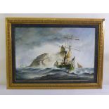 Gary Winter (Australian artist) framed maritime scene, signed bottom left, 61 x 91cm