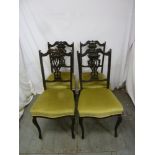 Four Victorian mahogany dining chairs with upholstered seats