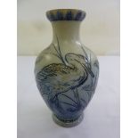 Royal Doulton Hannah Barlow vase with incised decoration of herons, marks to the base, 25.5cm (h)