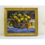 Maggi oil on canvas still life of flowers, signed bottom right, 39 x 49cm