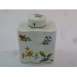 Herend porcelain hand painted rectangular tea caddy decorated with floral sprays, marks to the base