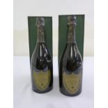 Dom Perignon champagne two 75cl bottles of vintage 1985 in original packaging