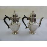 A silver bachelor cafe au lait set of panelled form, Sheffield 1929