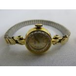 18ct yellow gold Favre Leuba ladies wristwatch on gold plated expanding bracelet