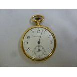 An 18ct gold pocket watch by Bartens and Rice co, white enamel dial, Arabic numerals and