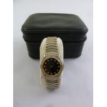 Ebel stainless steel and gold wristwatch, the black dial set with diamond numerals, in original