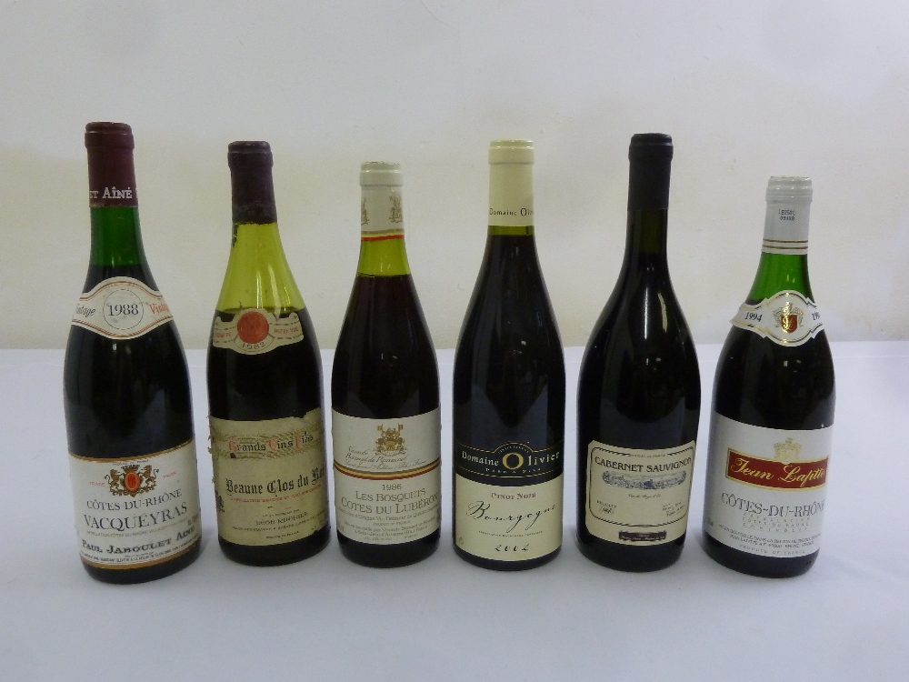 Six bottles of Burgundy to include 1988 Dom Paul Jaboulet Vacqueyras Cotes du Rhone, 1982 Dom