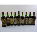 Nine bottles of Bordeaux with cellar damaged labels to include four bottles from 1970 vintage