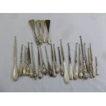 Twenty-five silver handled shoe horns and button hooks of various forms