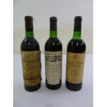 Three bottles of Bordeaux to include 1972 Chateau Lascombes Margaux, 1973 Chateau Castera Medoc,