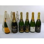 Eight bottles of champagne to include Veuve Clicquot, Lanson Black Label, Jacque Trouillard, Vue