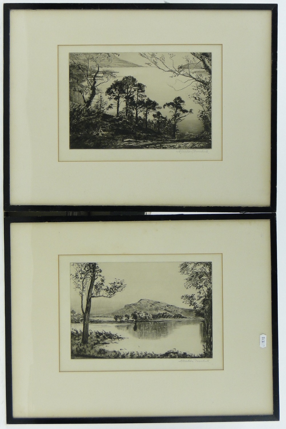 Andrew Watson Turnbull (born 1874),
pair of etchings, Highland Loch scenes, signed in pencil, p 7.