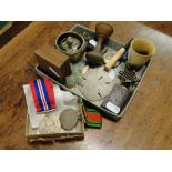 World War II medals, Cloisonne box, vesta, etc.