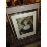 2 Mezzotints, portraits in 18th century style, circa 1920s.