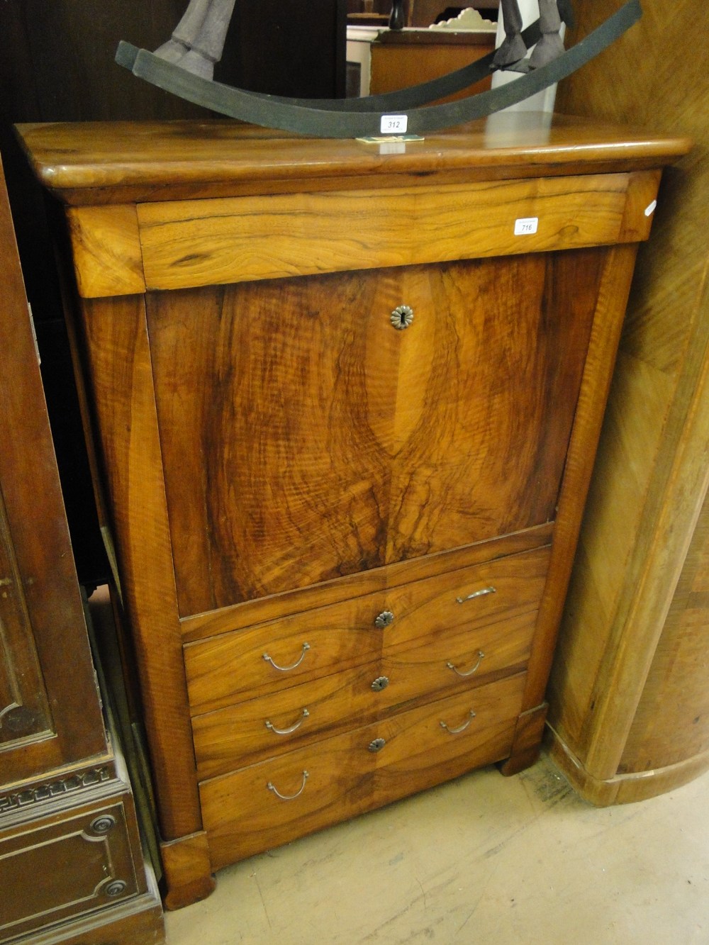 A 19th century continental mahogany escritoire.