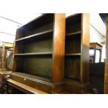 2 oak open bookcases.