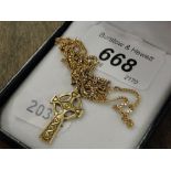 A 9ct gold Celtic cross and chain, 5.3 g.