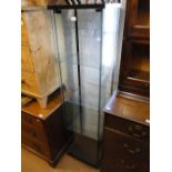 A modern square shop display cabinet with 3 shelves.