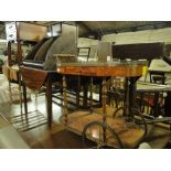 An Italianate 2-tier drinks trolley, drop leaf table and a corner hanging cabinet.