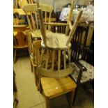 5 various pine chairs.