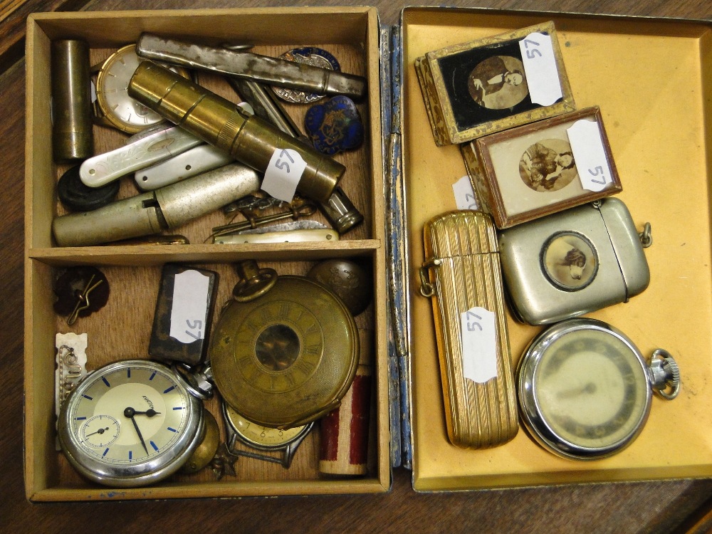 Pocket watches, vesta cases, corkscrew, pocket knives, etc.