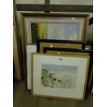 Lang, watercolour, coastal view, prints and oil.