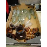 Brown and green glass bottles including Bovril, etc.